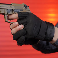 1 x RAW Customer Returns Seibertron SOLAG-T Gloves 3 Finger Free 2 Finger Tactical Sports Waterproof Touch Screen Shock Protection for Airsoft Black L - RRP €21.17