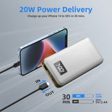 1 x RAW Customer Returns imuto Power Bank 20000mAh, 22.5W Fast Charging USB C Input Output Portable Charger with PD3.0 QC4.0 Power Bank with LCD Display Flashlight for iPhone14 12, Samsung, Huawei, Switch White  - RRP €32.99