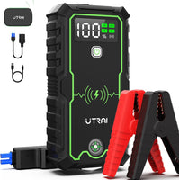 1 x RAW Customer Returns UTRAI 4000A Jump Starter Power Bank, Car Battery Booster Starter Peak Current Car Jump Starter 12V all gas 8.5L diesel 12V Starter Power Bank with 4 LED Flashlight, Compass, Safety Hammer - RRP €62.99