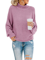 1 x Brand New Saodimallsu Women s Turtleneck Oversized Pullover Bat Long Sleeve Pullover Sweatshirt Loose Chunky Knit Casual Sweater Light Purple XXL - RRP €37.3