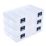 1 x RAW Customer Returns ilauke 3 pieces x 8 grid compartments storage box, storage box plastic transparent stackable adjustable compartments for organizing sewing threads, spools, beads, jewelry, toys, earrings - RRP €15.6