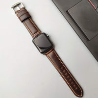 1 x RAW Customer Returns HUAFIY Apple Watch Strap 49mm45mm 44mm 42mm, Men Women Replacement Original Leather Strap for iWatch Series 8 7 6 5 4 3 2 1 Coffee Silver Buckle, 42mm44mm45mm49mm  - RRP €25.99