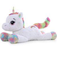 1 x RAW Customer Returns MorisMos Giant Unicorn Cuddly Toy XXL, 110cm White Large Unicorn Stuffed Animal Plush Toy, Soft Unicorn Toy Birthday Gift for Babies, Children - RRP €72.99