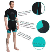 1 x RAW Customer Returns Shorty Wetsuits for Men and Women, 3mm Neoprene Diving Suits, Plus Size One Piece Swimsuit with Back Zipper, for Swimming, Surfing, Snorkeling, Water Sports, 5XL - RRP €69.56