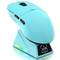 1 x RAW Customer Returns ATTACK SHARK Ajazz AJ159APEX PAW3950 Gaming Mouse, 42000 DPI, 8000Hz Wireless Polling Rate, RGB Magnetic Charging Dock with Color Display, 56g Superlight, 2.4G BT Wired Gaming Mouse, PC Mac, Blue - RRP €79.99