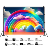 1 x RAW Customer Returns YongFoto 3x2m Kids Backdrop Colorful Rainbow Clouds Blue Sky Photography Background for Nanny Birthday Party Newborn Cake Table Baby Shower Photo Booth Studio Props - RRP €33.99