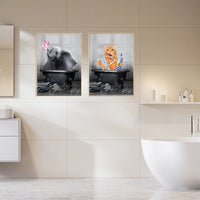 5 x Brand New UGZDEA Animal in the Bathtub Canvas Pictures, Black White Bear Elephant Cow Alpaca Bathroom Poster Home Decor-without Frame No Framed-5, 4x40x60cm  - RRP €149.95