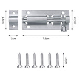 1 x RAW Customer Returns Door latch stainless steel, latch lock small, 6 pieces 3 inch door latch, latch sliding latch, stainless steel latch lock, door latch sliding lock for garden gate flush doors with screws - RRP €8.99