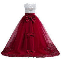 1 x RAW Customer Returns TTYAOVO Princess Dress Girls Elegant Dress Princess Layered Tulle Wedding Dresses Size 140 8-9 Years 406 Red - RRP €38.38