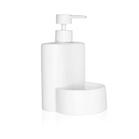 1 x RAW Customer Returns KOOK TIME dishwashing liquid dispenser made of matt ceramic, soap dispenser for the kitchen with storage space for a scrubber or sponge, 10 x 11.5 x 18 cm. Compact and elegant sink organizer matt white  - RRP €18.48