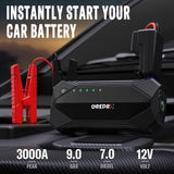 1 x RAW Customer Returns GREPRO 3000A Jump Starter Power Bank, Car Jump Starter Power Bank for 12V Jump Starter, Portable Jump Starter with USB Quick Charge 3.0 Ports, LED Flashlight Compass up to 9.0L Petrol, 7.0L Diesel  - RRP €57.44