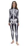 1 x RAW Customer Returns AIDEAONE Halloween Costume Women Bone Print Jumpsuit Catsuit Bone Skeleton Suit Carnival Fancy Dress - RRP €21.36