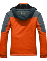 1 x RAW Customer Returns GEMYSE Men s Waterproof Mountain Ski Jacket Windproof Fleece Outdoor Winter Jacket with Hood Orange Grey, XL  - RRP €93.98