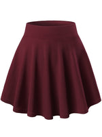 1 x RAW Customer Returns DJT Women Girls Basic Solid Stretchy Casual Mini Skater Skirt with Shorts Jujube Medium - RRP €22.07