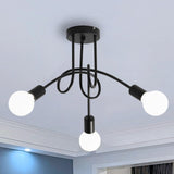 1 x RAW Customer Returns DAXGD Vintage Chandelier, 3 Light Industrial Ceiling Light, Modern E27 Black Metal Bedroom Lamp, Suitable for Living Room, Hallway, Cafe, Bar No Bulb  - RRP €29.24