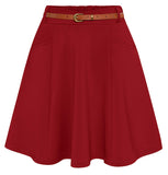 1 x RAW Customer Returns Belle Poque Women s Basic Versatile Mini Skirt Flared A-Line Casual Back to School Mini Skater Skirt Red BP0956-02 XL - RRP €35.28