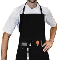 1 x RAW Customer Returns LessMo apron, grill apron and cooking apron in professional quality with adjustable neck strap and with two pockets, made of 100 cotton 70 x 85 cm - RRP €10.99