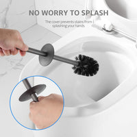 1 x RAW Customer Returns BGL Toilet Brush and Holder, Silicone Toilet Brush Holder, 2 Brush Heads, Aluminum Square Toilet Brush for Bathroom Cleaning, Toilet Brushes Gray  - RRP €23.02