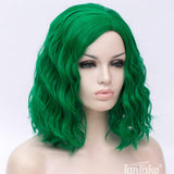 1 x RAW Customer Returns TANTAKO Short Bob Wavy Green Wig for Women Ladies Synthetic Full Hair Wigs for Halloween Cosplay Costume Green  - RRP €24.19