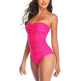 1 x RAW Customer Returns Smismivo Strapless One Piece Women s Swimsuit with Bandeau Retro Tummy Control Swimsuit for Women Vintage Ruched One Piece Swimwear Swimsuit Pink L - RRP €37.99