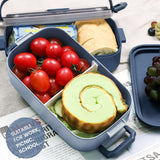 1 x RAW Customer Returns Bugucat lunch box 2400 ml, 3 in 1 bento box, lunch box, leak-proof, airtight lunch box with compartments and cutlery set, breakfast box, snack box for on the go, lunch box, snack box for adults, dark blue - RRP €18.94