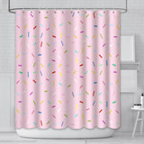 2 x Brand New AIBIIN 180x180cm Shower Curtain with 12 Hooks Cute Donut Design Pink Girl Cute Modern Home Bathtub Decoration Growth Confetti Shower Curtain Set - RRP €40.8