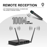 1 x RAW Customer Returns D Debra Audio AU400 Pro UHF 4-Channel Wireless Microphone System with Cordless Lavalier Headset Microphone, Metal Receiver, Ideal for Karaoke Church Party With 2 Handheld 2 Bodypack B  - RRP €149.46