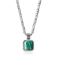 1 x RAW Customer Returns COAI Gift Ideas Men s Figaro Chain with Square Malachite Pendant 60cm - RRP €29.0