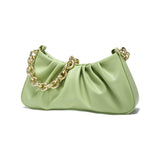 1 x RAW Customer Returns JOLLQUE Crossbody Bag for Women, Small Leather Dumpling Bags Handbag Purse, Gold Chain Evening Clutch Purses Green  - RRP €30.0