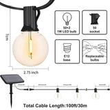 1 x RAW Customer Returns Svater Solar Garland Lights Outdoor, 100FT 30M G40 Solar Garden Lights 4 Modes Waterproof with 50 2 LED Solar Plastic Bulb Fairy Lights for Garden Patio, 2700K Warm White - RRP €69.99