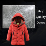 1 x RAW Customer Returns MEYOCEYO Winter jacket children s down jacket boys winter coat thick down coat warm long winter parka with hood orange 150 - RRP €62.93