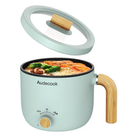 1 x RAW Customer Returns Audecook Electric Hot Pot, 1.5L Portable Mini Non-Stick Multi Cooker, Fast Ramen Cooker, Travel Electric Frying Pan with Dual Power Control for Steak Soup Egg Oats Green  - RRP €40.3