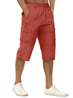 1 x RAW Customer Returns TACVASEN Leisure Trousers Men s 3 4 Casual Shorts Short Capri Pants Comfortable Cargo Pants Short Work Pants 34, Red  - RRP €39.31