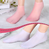 1 x RAW Customer Returns 3 Pairs Silicone Socks Silicone Gel Socks Moisturizing Socks Silicone Moisturizing Socks for Foot Care Dry Feet Cracked Heel Softening Rough Skin, White, Skin Color, Pink L  - RRP €18.16