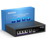 1 x RAW Customer Returns NICGIGA 5 Port 2.5G Ethernet Switch with 10G SFP Uplink, Unmanaged 2.5Gb Network Switch, Plug Play, Desktop Wall Mount, Fanless Metal Design. - RRP €59.98