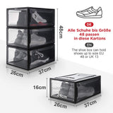 4 x RAW Customer Returns Yorbay shoe box, set of 3, stackable shoe organizer, plastic box with transparent door, reusable shoe storage, 37 x 26 x 16 cm, for shoes up to size 48, black - RRP €153.2