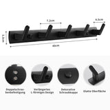 2 x RAW Customer Returns DAZZLIA coat hooks, 2 pieces coat hooks for wall and door, sturdy coat rack aluminum hook rail, wall coat rack towel hook for bathroom, kitchen 10 hooks, black  - RRP €26.2