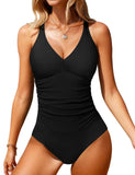 1 x RAW Customer Returns UMIPUBO Swimsuit Women s Sexy Swimwear V Neck Slimming Tummy Control Swimsuit Large Size Swimsuit Push Up Swimwear Black, L  - RRP €29.99