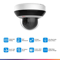 1 x RAW Customer Returns Anpviz 4MP PoE PTZ Dome Camera Outdoor 4X Optical Zoom, IP Surveillance Camera IR Night Vision, IP66, with Audio Alarm SD Card Slot Motion Detection, Guarding Vision H Series  - RRP €201.67