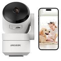 1 x RAW Customer Returns AMOROM WiFi Indoor Surveillance Camera 360 , 1080p Camera Surveillance with Night Vision, 2-Way Audio, Motion Detection, Voice Control, Works with Alexa, 2.4G WiFi - RRP €29.99