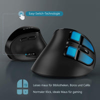 1 x RAW Customer Returns seenda Vertical Ergonomic Wireless Mouse Dual Bluetooth 2.4G Rechargeable Gaming Wireless Mouse, Multi-Device Wireless Computer Mouse for Laptop PC Mac Tablet iPad Windows Android iOS , Black - RRP €28.22