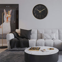 1 x RAW Customer Returns HZDHCLH 30cm Modern Quartz Silent Wall Clock Creeping Second with Arabic Numerals without Ticking for Decoration Living Room, Kitchen, Office, Bedroom Black-Rose Gold  - RRP €23.18