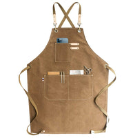 1 x RAW Customer Returns RAPRON Adjustable Hospitality Cowboy Apron, Vintage Professional Barber Apron for Men and Women with Large Pockets, Waiter Cowboy Apron Work Clothes Hairdresser Apron Brown  - RRP €21.17