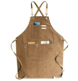 1 x RAW Customer Returns RAPRON Adjustable Hospitality Cowboy Apron, Vintage Professional Barber Apron for Men and Women with Large Pockets, Waiter Cowboy Apron Work Clothes Hairdresser Apron Brown  - RRP €21.17