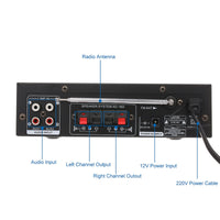 1 x RAW Customer Returns Etlephe Audio Amplifier, 800W HiFi Amplifier, Bluetooth 5.0 Stereo Amplifier, 12V 220V, Portable FM Radio SD Card USB Input FM Radio, for Home or Your Car - RRP €37.99