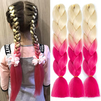 1 x RAW Customer Returns ColorfulPanda 3 Pieces Jumbo Braid Synthetic Hair Kanekalon Hair Braiding Extensions for Crochet Twist Braiding Hair 24 Inches 100g Color, Blonde to Pink - RRP €18.14