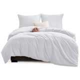 1 x RAW Customer Returns WAVVE bed linen 200x200 3-piece white - duvet cover 200 x 200 set with pillowcases 80x80 cm, bed linen sets 2x2m made of microfiber with zipper, soft and non-iron, white - RRP €25.99