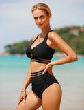 1 x RAW Customer Returns UMIPUBO Bikini Women s Tummy Control, High Waist Push Up Bikini Sets Back Cross Big Breasts Swimwear Sexy Swimsuit Beach Bikini Black-B,L  - RRP €33.99