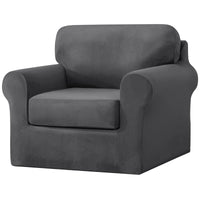 1 x Brand New MINGPINHUIUS Armchair Covers 1 Seater 3 Piece Set - Super Soft Thick Stretch Velvet Sofa Slipcovers Armchair Cover with Separate 1 Backrest Cover and 1 Seat Cushion Cover for Living Room - RRP €62.9