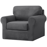 1 x Brand New MINGPINHUIUS Armchair Covers 1 Seater 3 Piece Set - Super Soft Thick Stretch Velvet Sofa Slipcovers Armchair Cover with Separate 1 Backrest Cover and 1 Seat Cushion Cover for Living Room - RRP €62.9